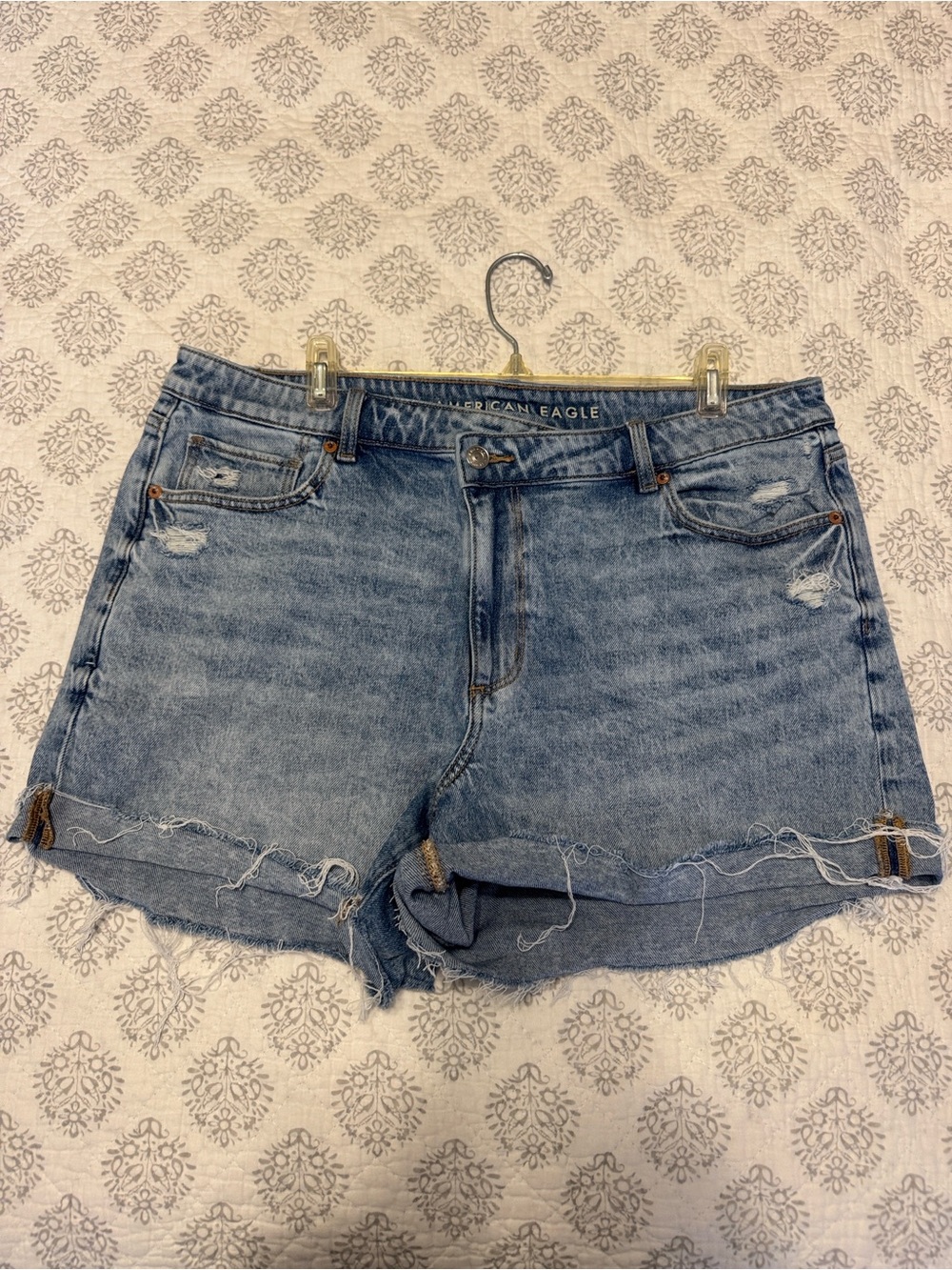 American Eagle Outfitters Light Wash Distressed Denim Shorts